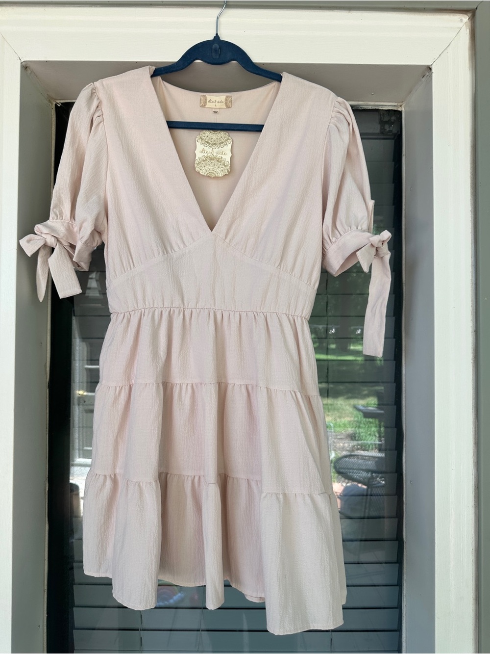 NWT Altar’d State Blush Pink Tiered Mini Dress Large